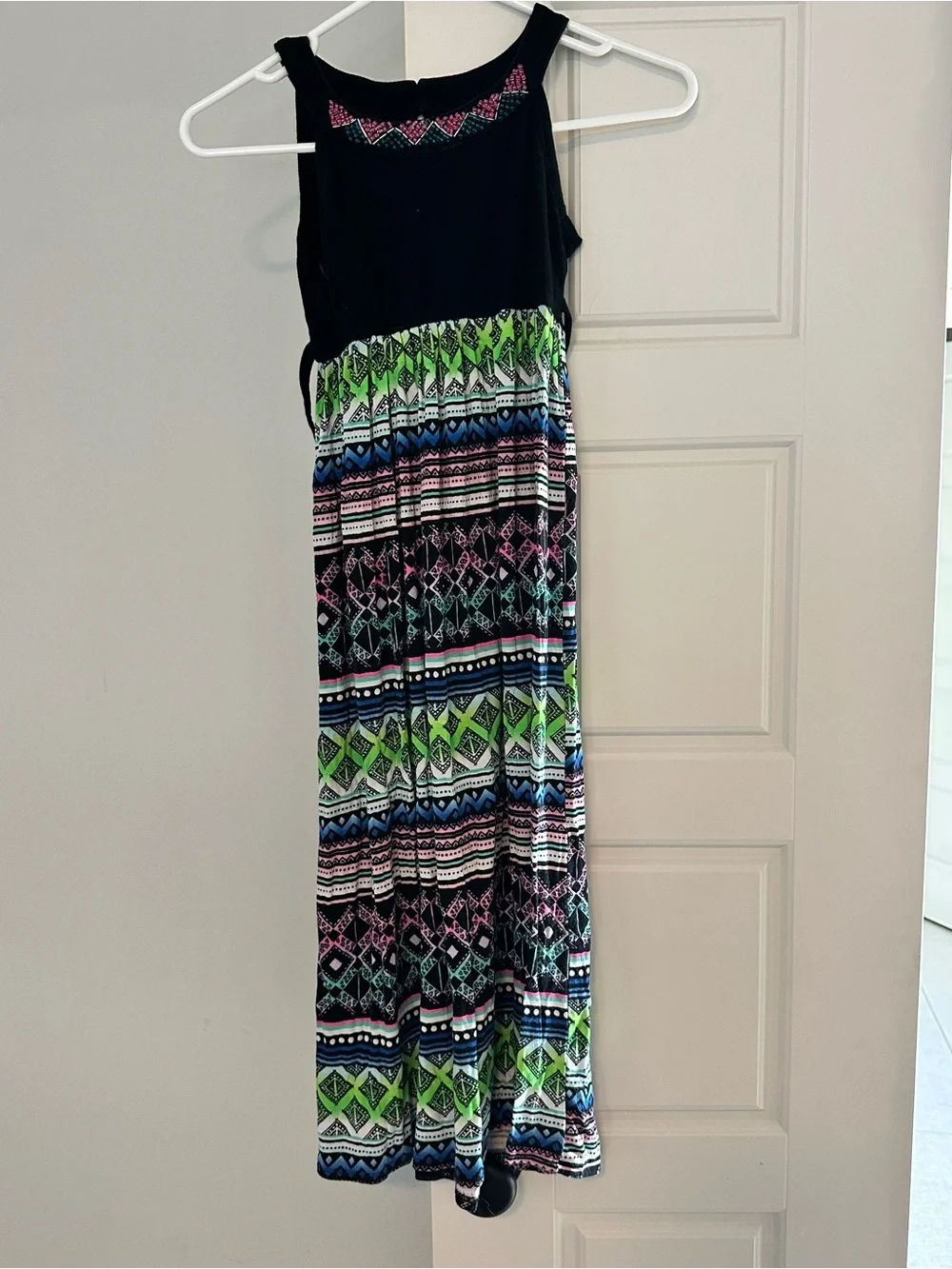 Justice Black Tank Top Tribal Print Girls Maxi Dress Size 7 Aztec Print